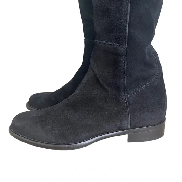 Ann Mashburn Suede Knee-High Pull on Boots in Black - Picture 8 of 15